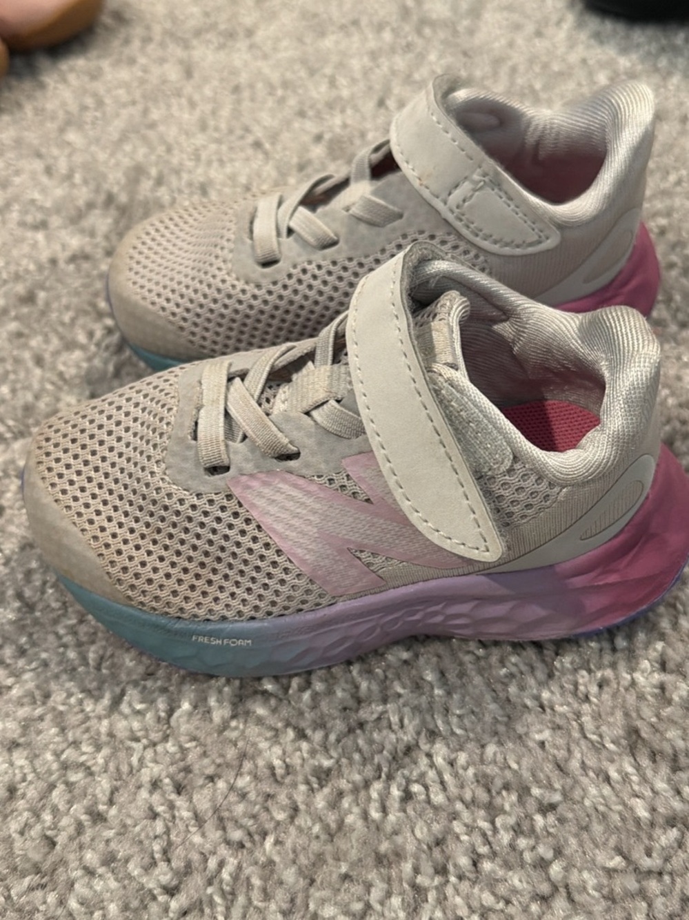 New Balance Kids' Gray and Pink Athletic Sneakers Size 5